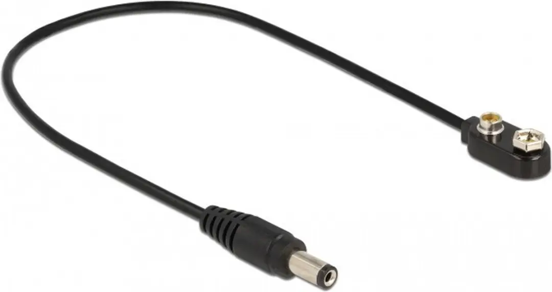 Delock DC Voedingskabel 5.5x2.1mm naar 9V Blokbatterij - Zwart
