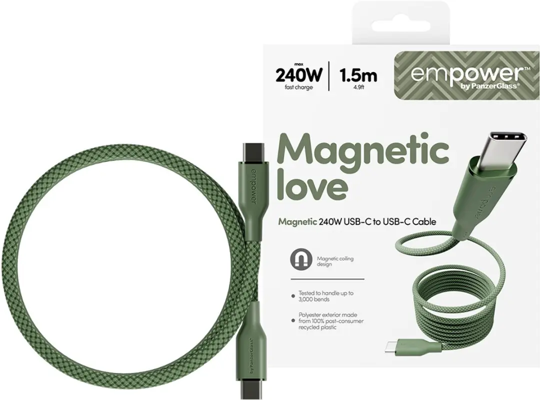 PanzerGlass empower Magnetic 240W USB-C Kabel 1.5M - Groen