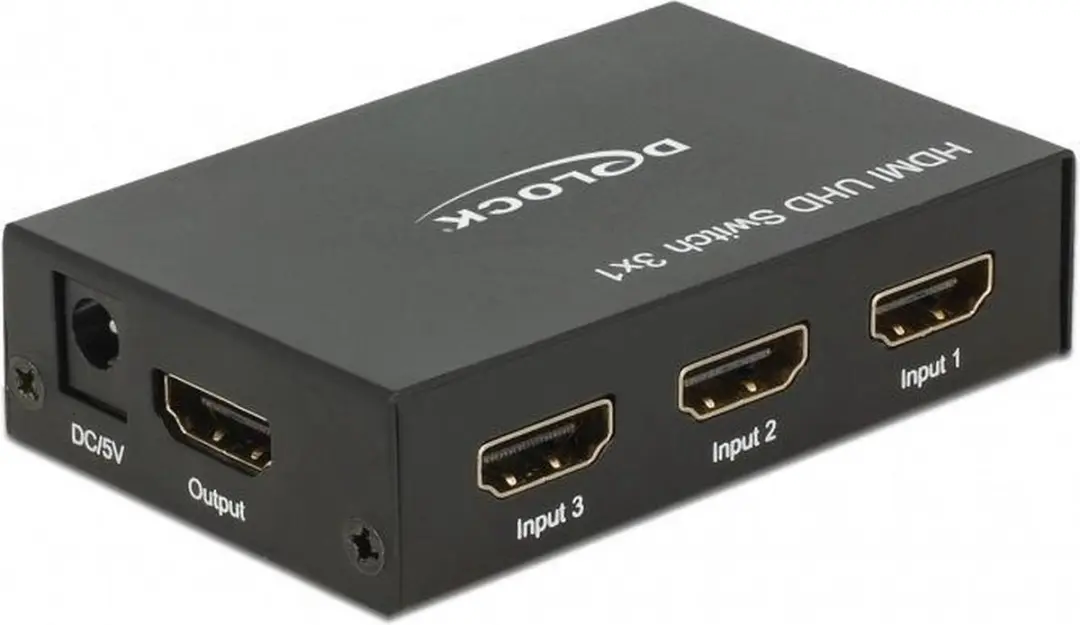 Delock HDMI Schakelaar 3 naar 1 4K 60Hz HDR - Zwart