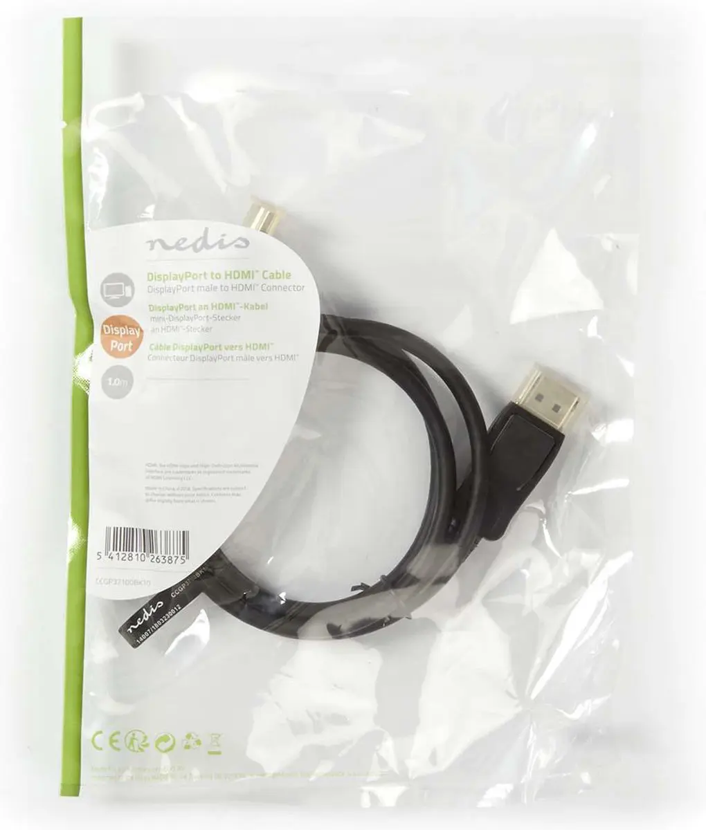Nedis DisplayPort-HDMI Kabel CCGP37100BK10 - 1m - Zwart
