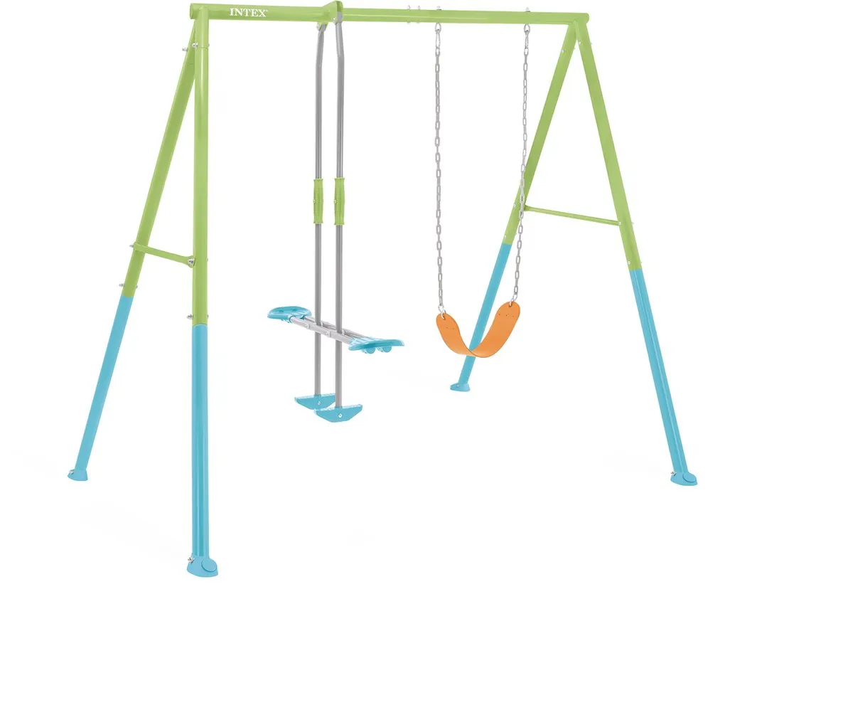 Intex Swing & Glide Twee Activiteiten Schommelset - Groen/Blauw/Oranje
