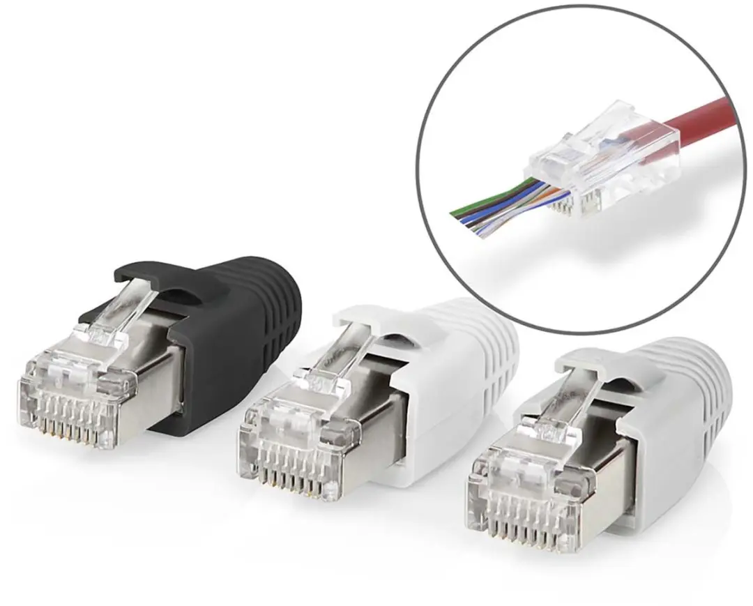Nedis RJ45 Pass Through FTP CAT6a Connector - 10 Stuks - Verguld - Grijs