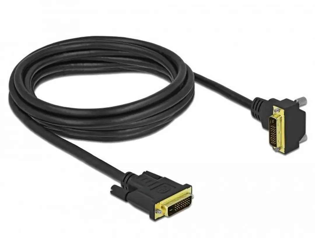Delock DVI-D Dual Link Kabel - Haaks - 3m - Verguld/Zwart