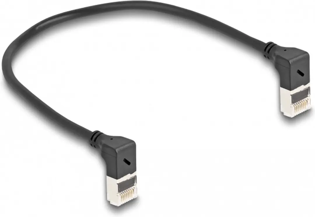 Delock Cat.6A S/FTP RJ45 Kabel 90° - 0,25m - Zwart