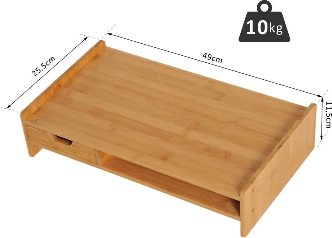 Homcom Bamboe Monitorstandaard 49cm - Naturel