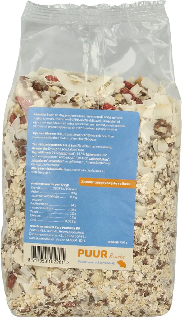 Puur Rineke Haver Muesli 750g