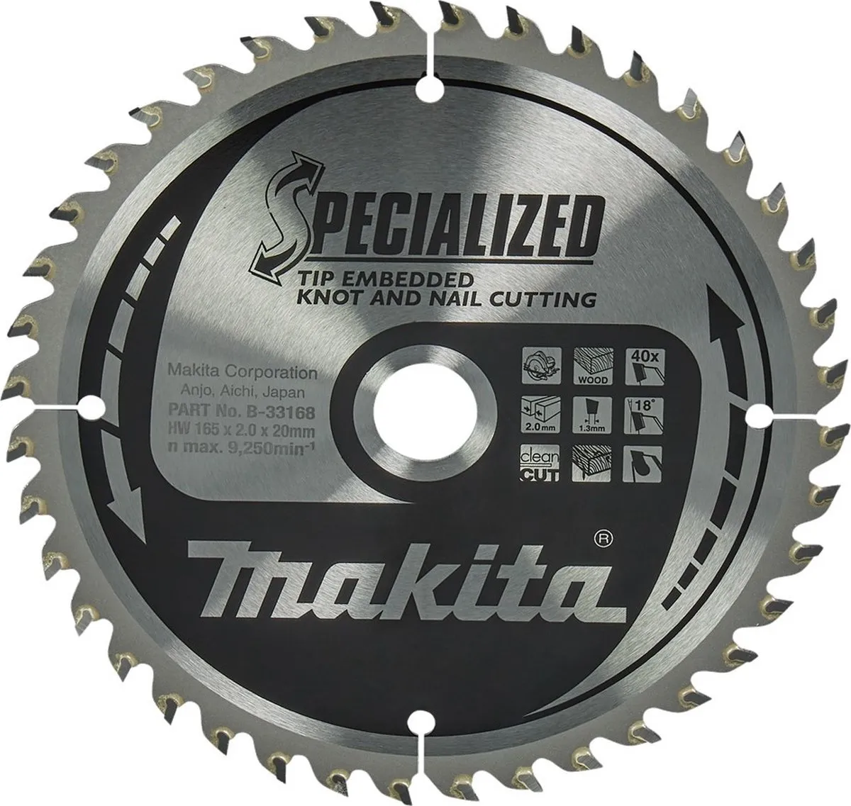 Makita Cirkelzaagblad B-33168 Hout 165mm 40T
