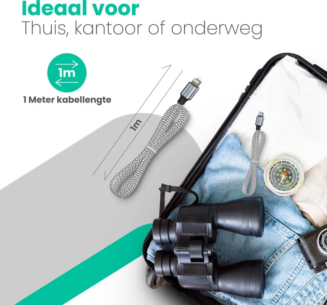 Caliber CL-CL-1PACK Oplaadkabel iPhone USB-C naar Lightning - Zwart/Grijs