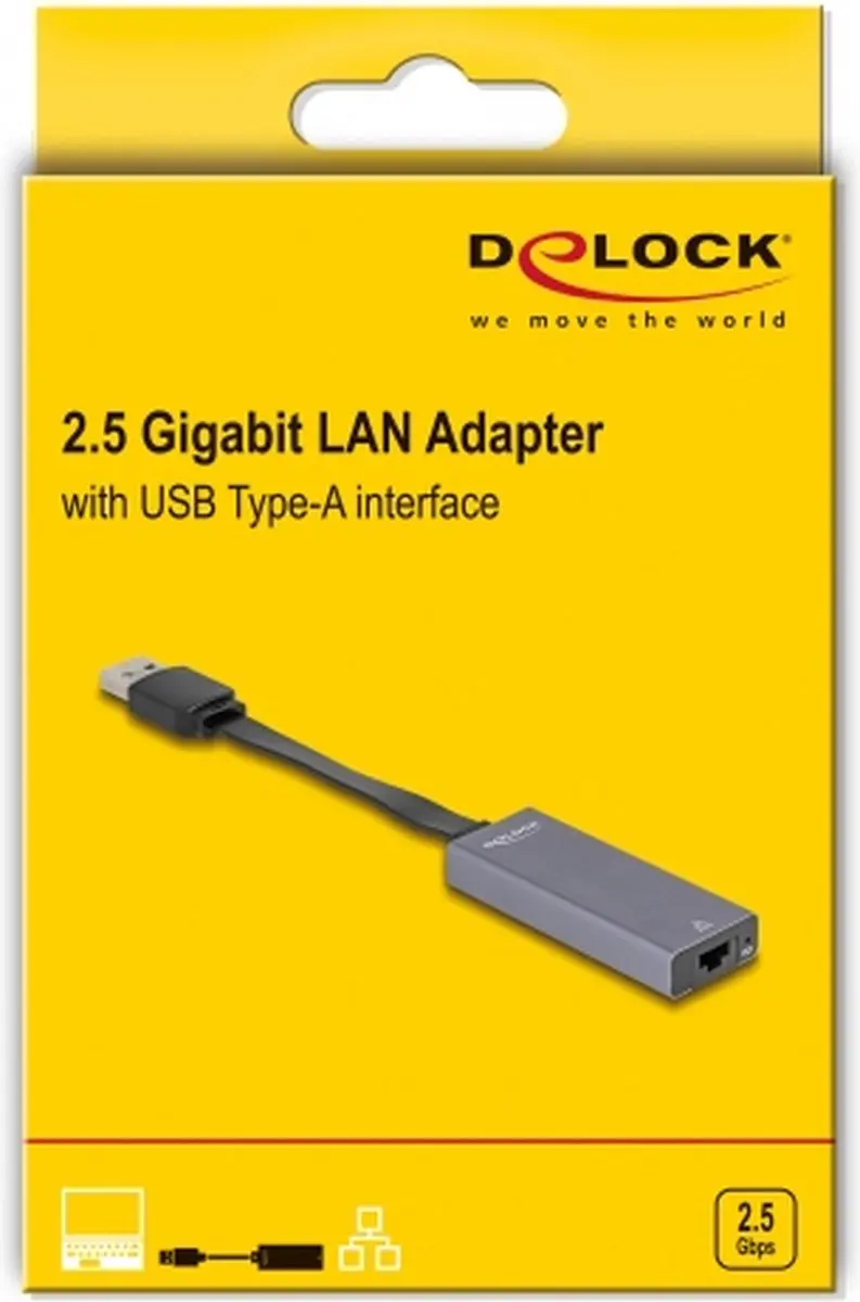 Delock USB Type-A naar 2.5G LAN Adapter - Grijs