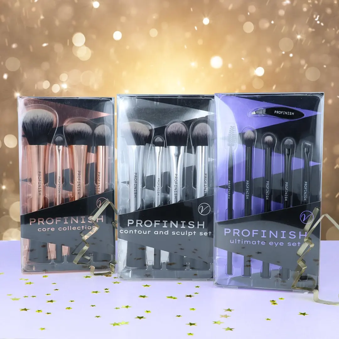 Profusion Makeup Core Collection Poeder & Blush Kwasten - 4 Stuks - Zwart