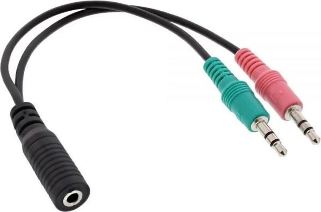 InLine 4-polige 3,5mm Jack Adapterkabel 2x3,5mm CTIA - 0,15m - Zwart