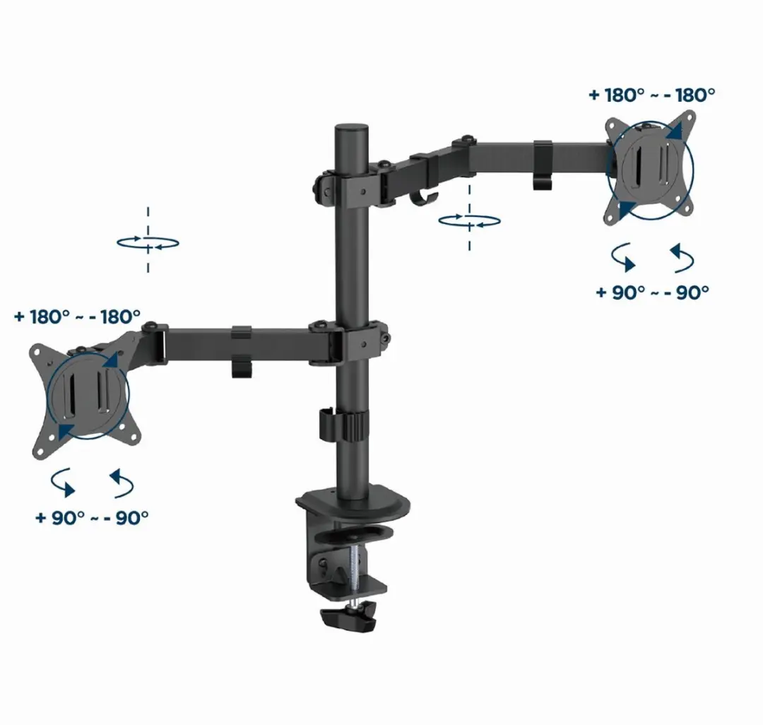 Gembird MA-D2-03 Monitorarm Dubbel - 17-32" - 9kg per Monitor - Zwart