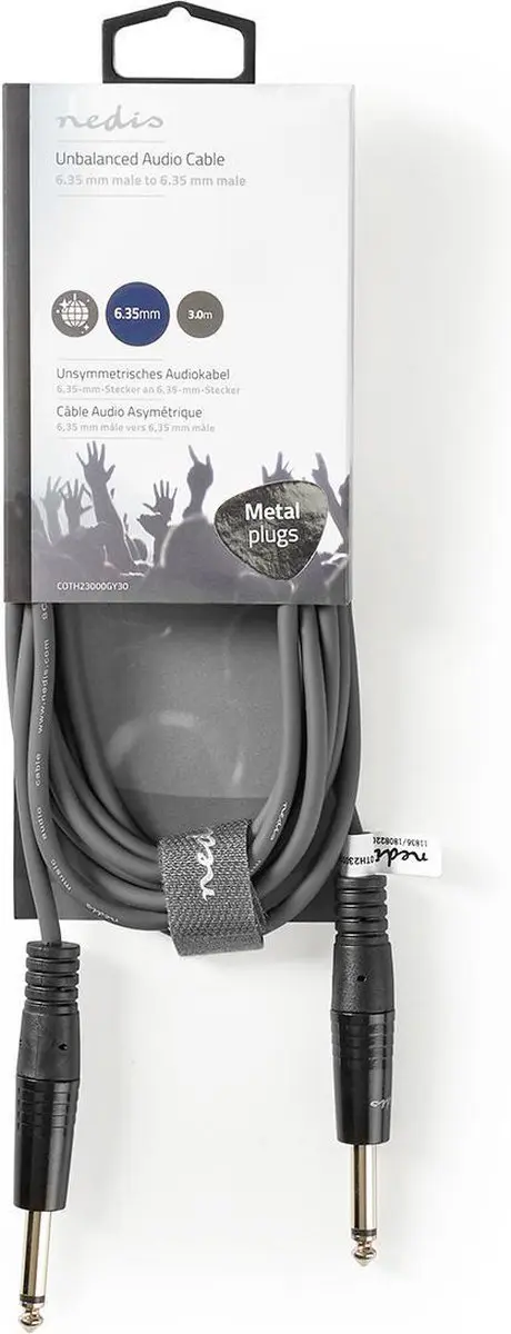Nedis Mono-Audiokabel 6,35mm Male - 3m - Donkergrijs