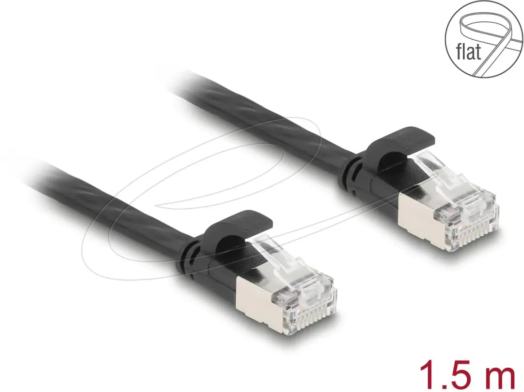 Delock RJ45 Flat Patchkabel Cat.6A 1.5m - Zwart