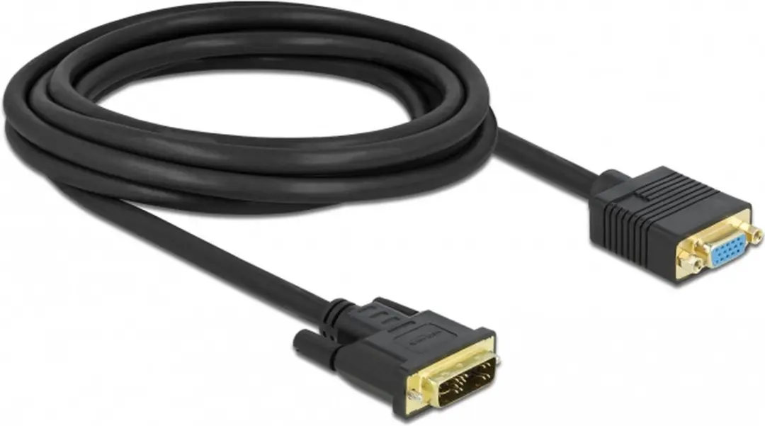 Delock DVI naar VGA Kabel 3m - Zwart