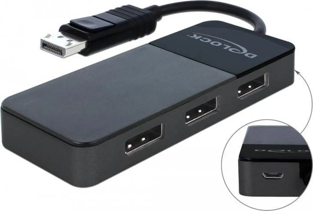 Delock DisplayPort 1.4 Splitter MST - 1 naar 3 - Zwart