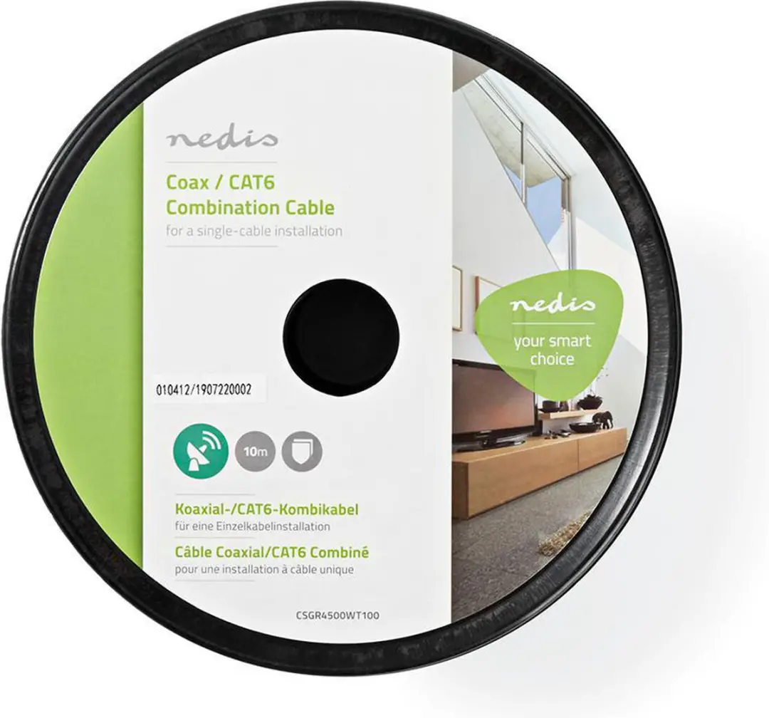 Nedis IEC CAT6 Combikabel RG58 75 Ohm 10m - Wit