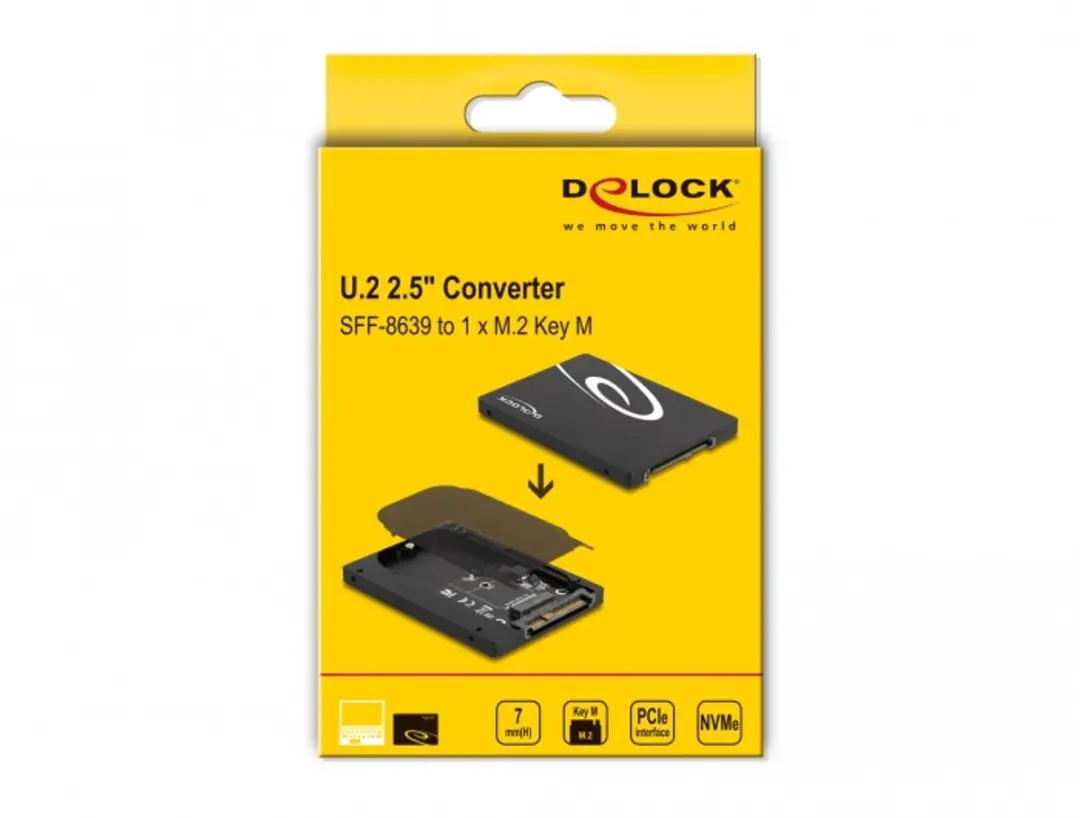 Delock U.2 naar M.2 NVMe Converter 63379 - 7mm - Zwart