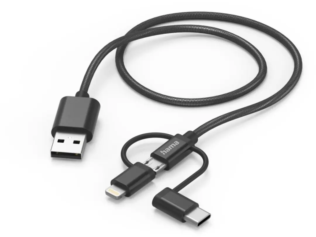 Hama 3-in-1 Multi-Oplaadkabel USB-A/USB-C/Lightning 150cm - Zwart