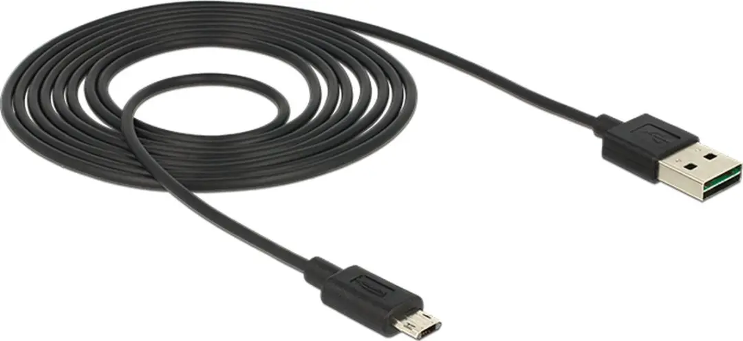 Delock USB2.0 Easy-Micro naar USB-A Kabel 2A - 2m - Zwart