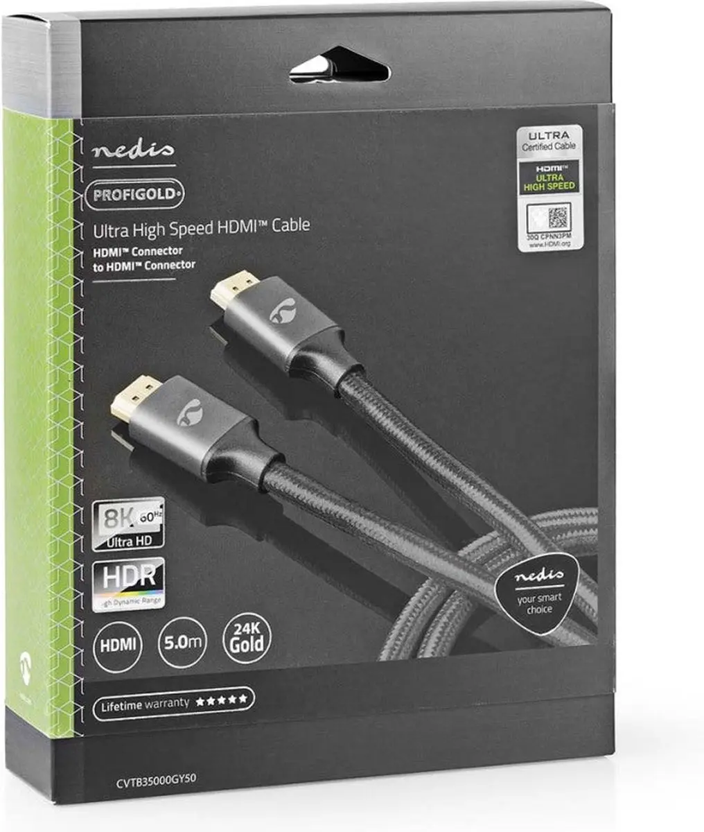 Nedis Ultra High Speed HDMI-kabel 8K 48Gbps 5m - Gun Metal Grijs