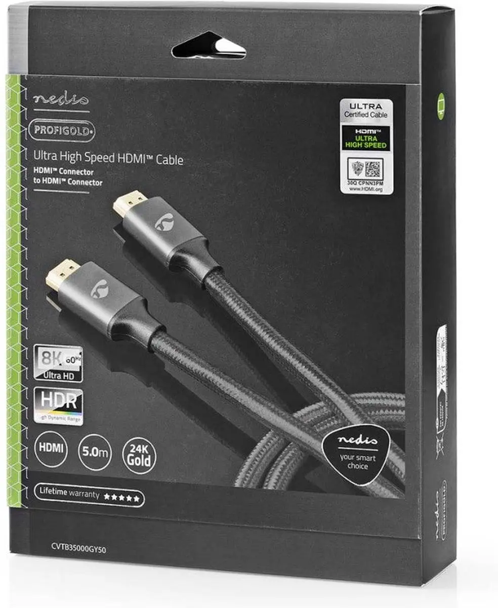 Nedis Ultra High Speed HDMI-kabel 8K 48Gbps 5m - Gun Metal Grijs - afbeelding 6 van 6