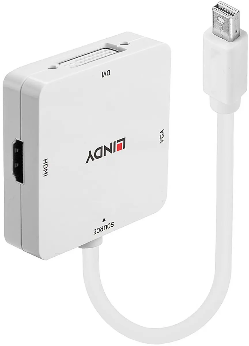 Lindy 41035 Mini DisplayPort naar HDMI/VGA/DVI-D Adapter - Wit