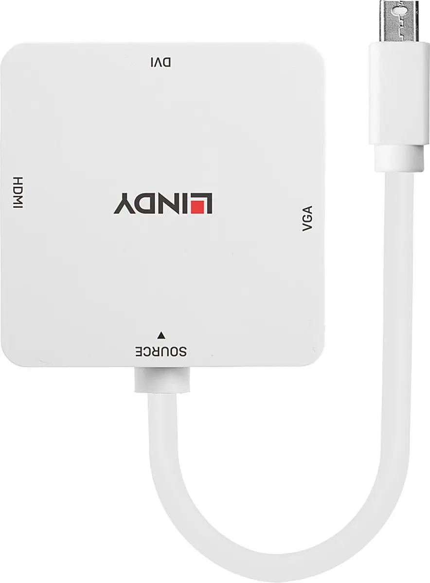 Lindy 41035 Mini DisplayPort naar HDMI/VGA/DVI-D Adapter - Wit