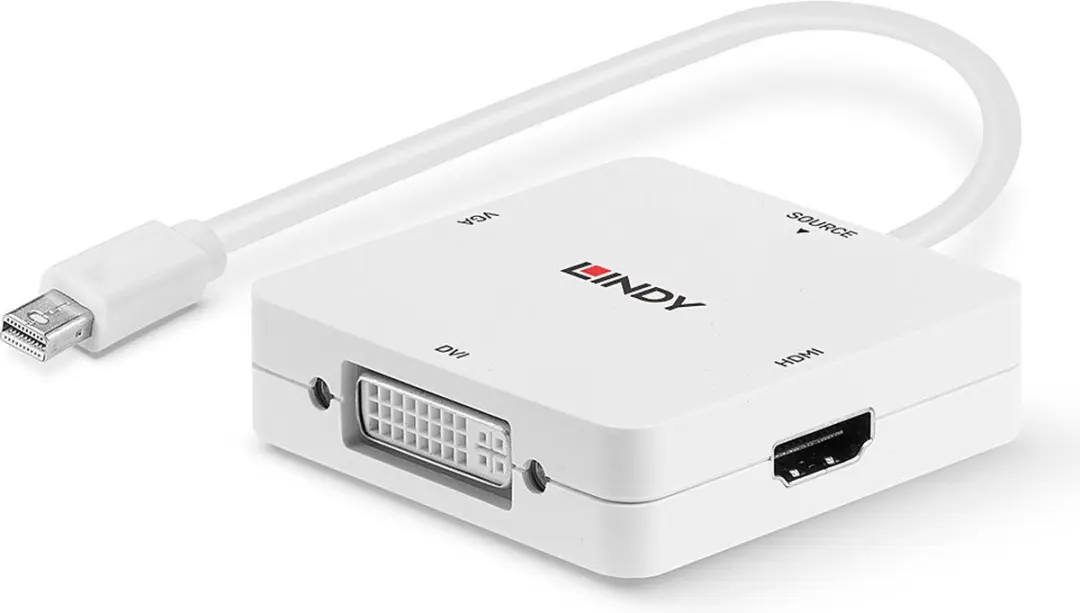 Lindy 41035 Mini DisplayPort naar HDMI/VGA/DVI-D Adapter - Wit