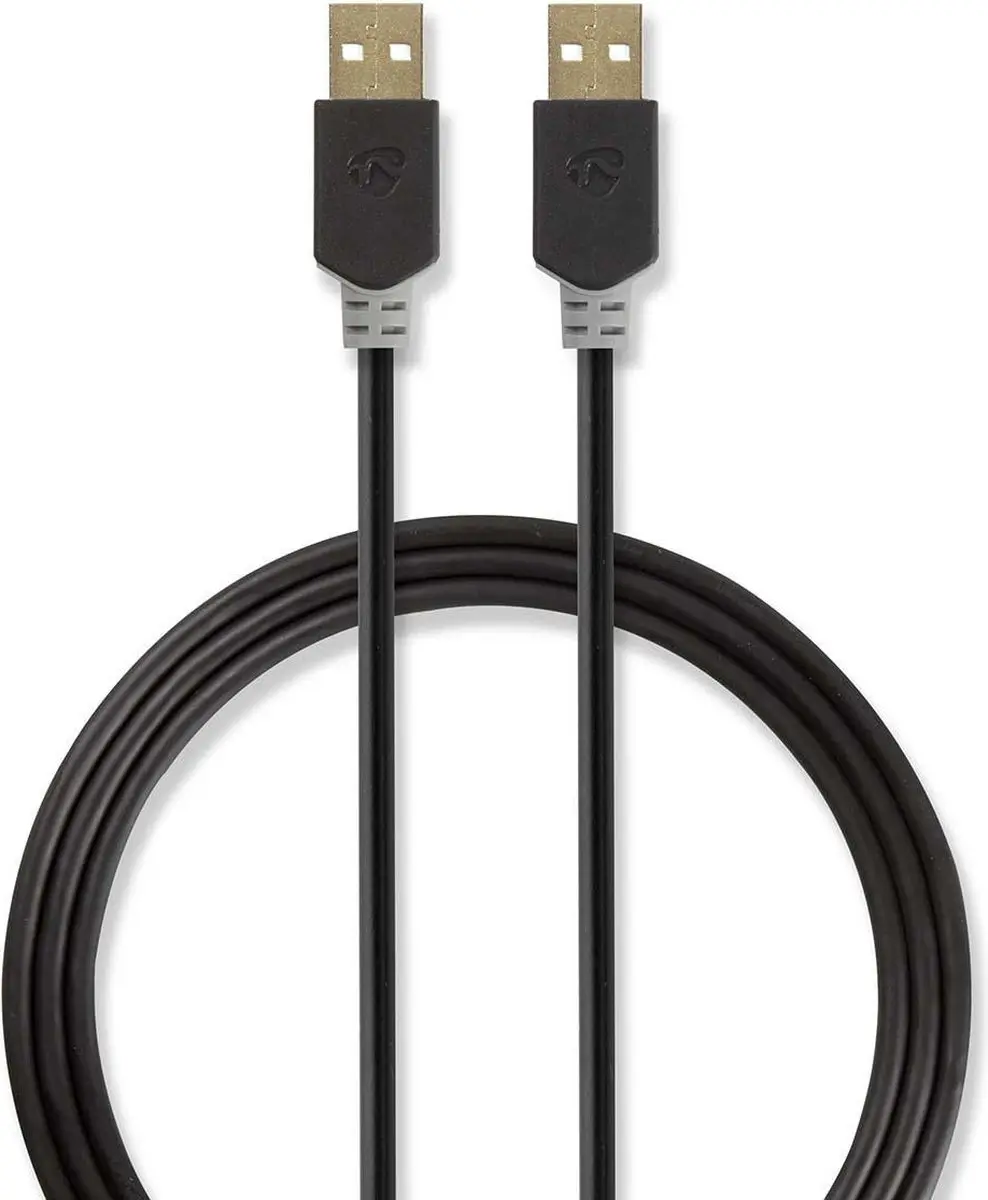Nedis USB 2.0 A-A Kabel 2m - Verguld - Antraciet