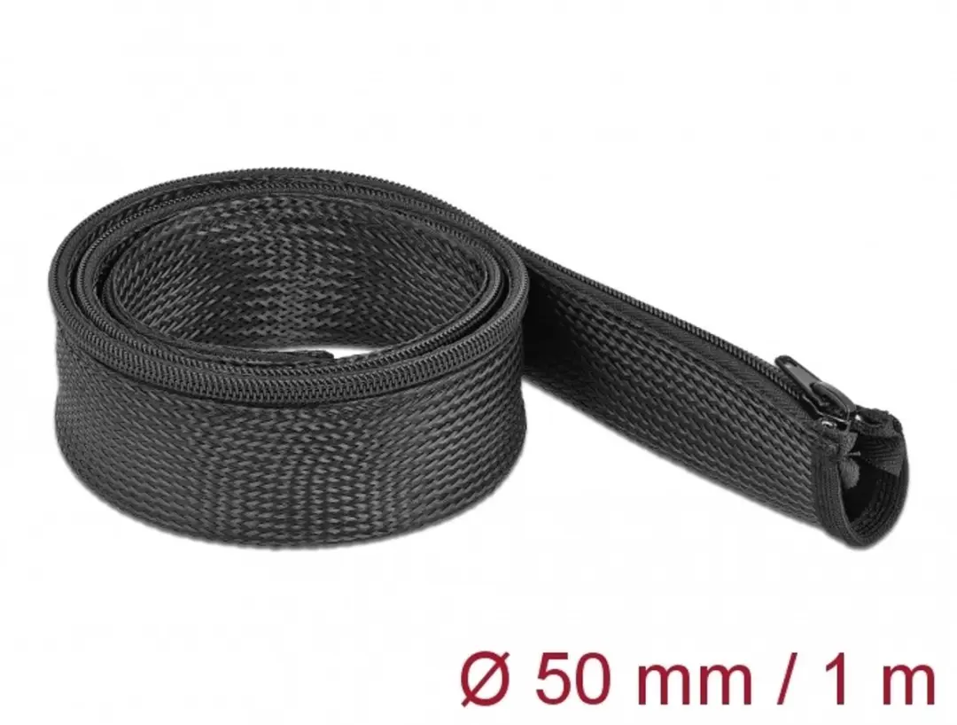 Delock Polyester Kabelsleeve 50mm - Zwart