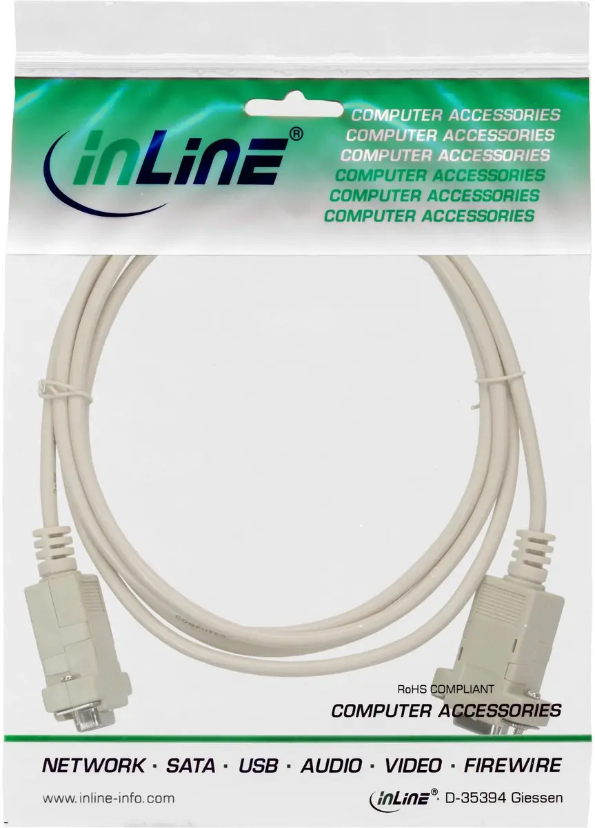 InLine Seriële RS232 Null Modemkabel 9-pins SUB-D - 2m