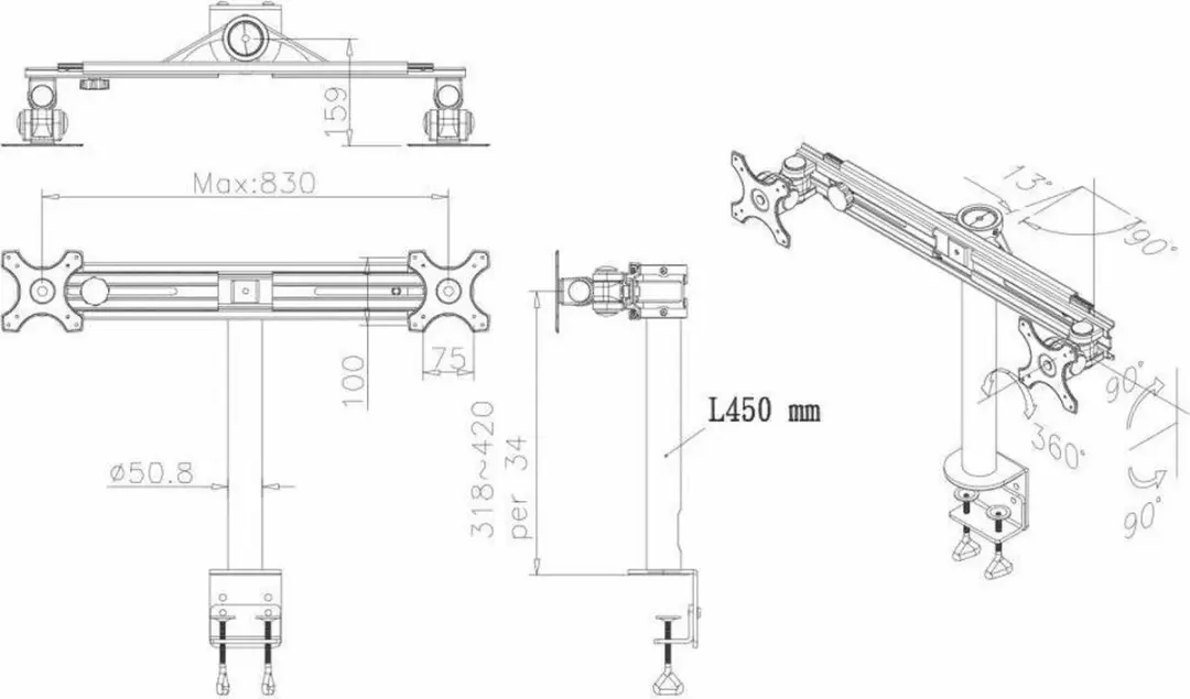 Neomounts FPMA-D700D Monitorarm 2 schermen - 19-30" - 0-8 kg/scherm - Zwart