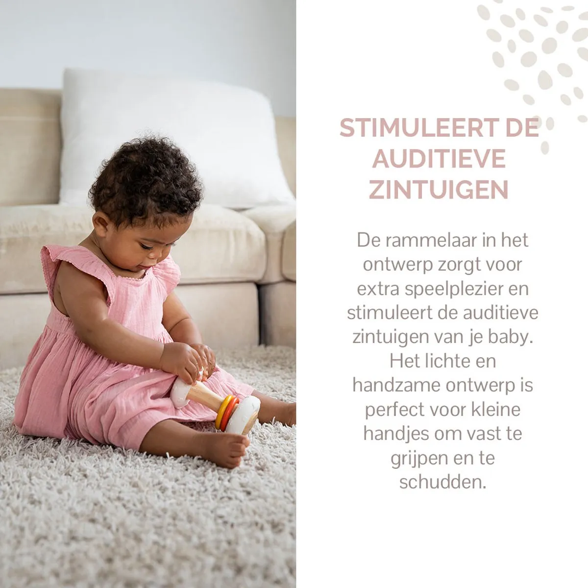 Sophie la Girafe So'Pure Totem Bijtrammelaar - 7x12,2cm - Natuurlijk rubber & hout