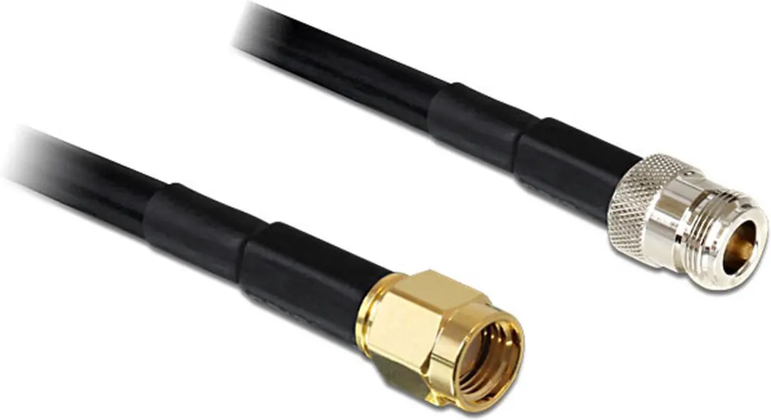 Delock RP-SMA Stecker N Buchse LMR195 1m - Zwart - afbeelding 6 van 6
