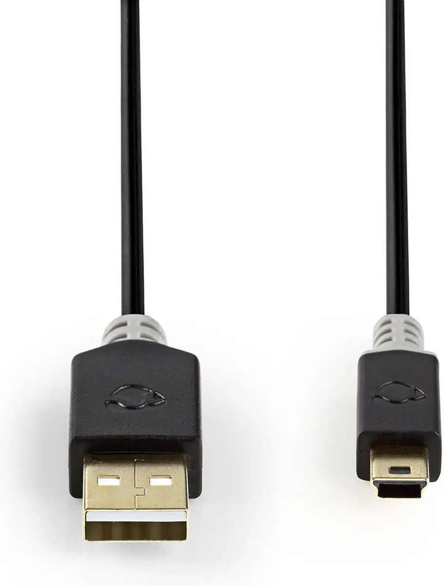 Nedis USB 2.0 A naar Mini-B Kabel 2m - Verguld - Antraciet