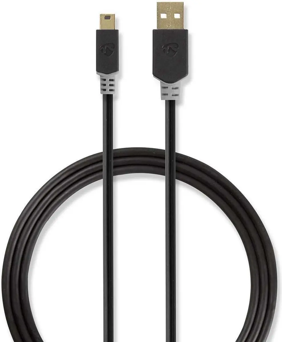 Nedis USB 2.0 A naar Mini-B Kabel 2m - Verguld - Antraciet