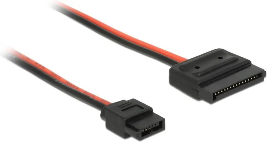 Delock SATA 15-pin naar Slim SATA 6-pin Kabel 24cm - Zwart