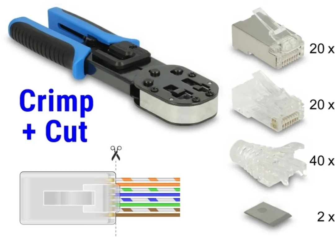Delock RJ45 Crimp+Cut Toolkit 83 Stuks