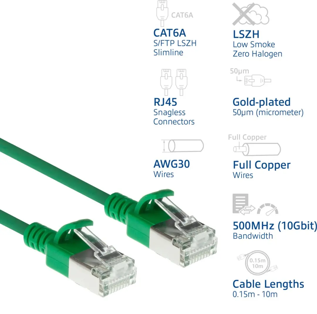 ACT DB7705 Groene CAT6A Patchkabel 5m - S/FTP LSZH
