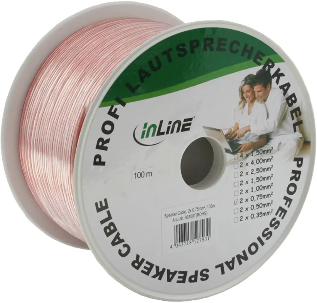 InLine Luidsprekerkabel CCA 0,75mm² - 50m - Transparant