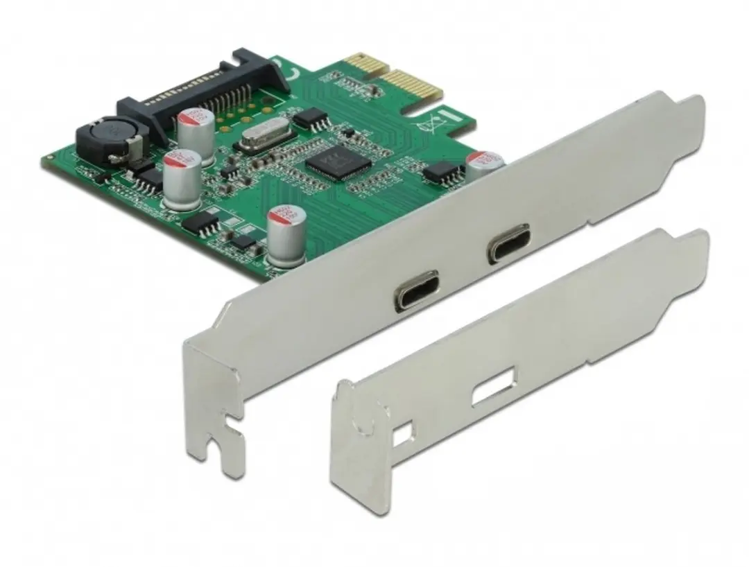 Delock PCIe Kaart 2x USB-C 5Gbps - Groen/Zilver