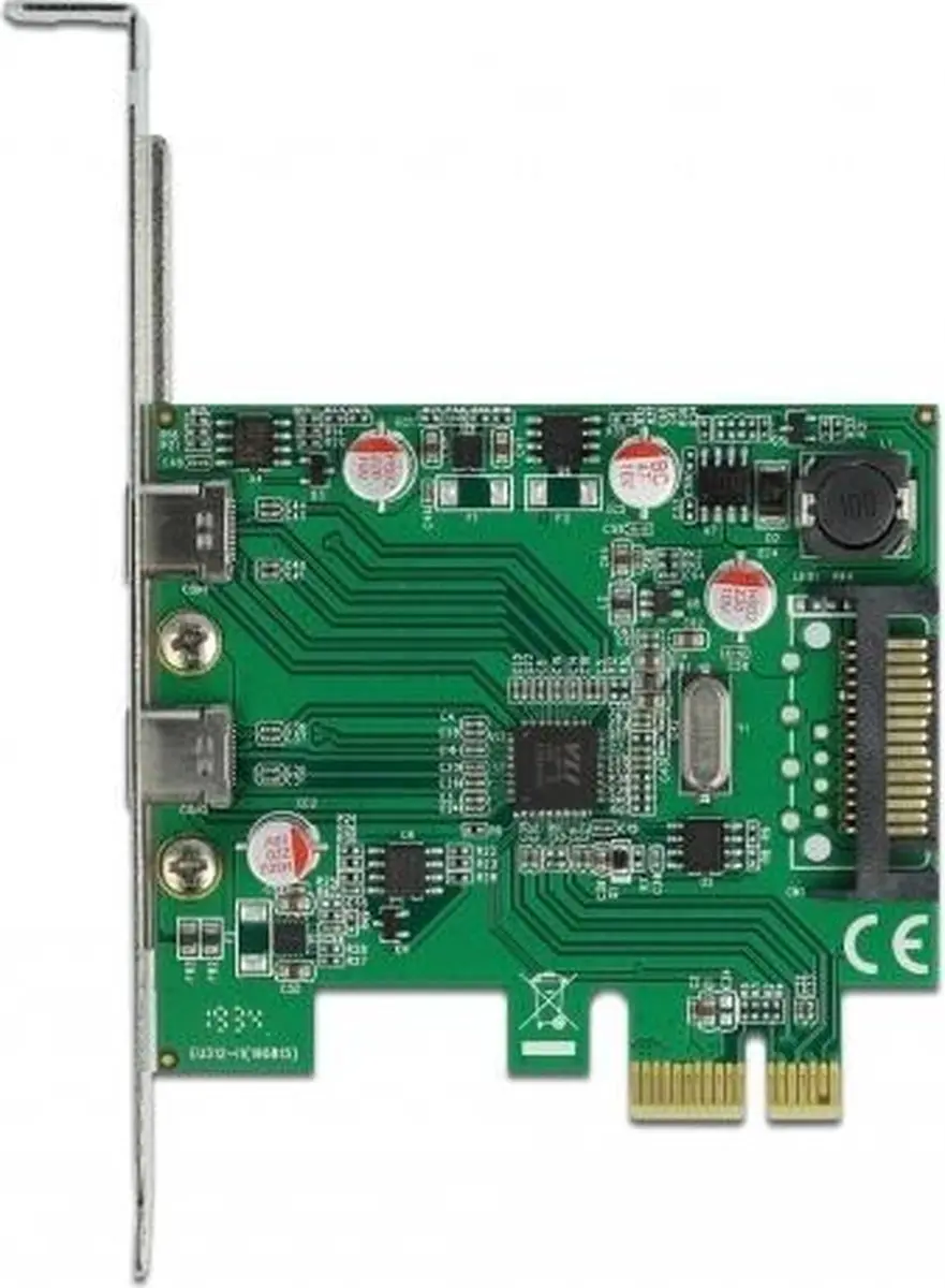 Delock PCIe Kaart 2x USB-C 5Gbps - Groen/Zilver