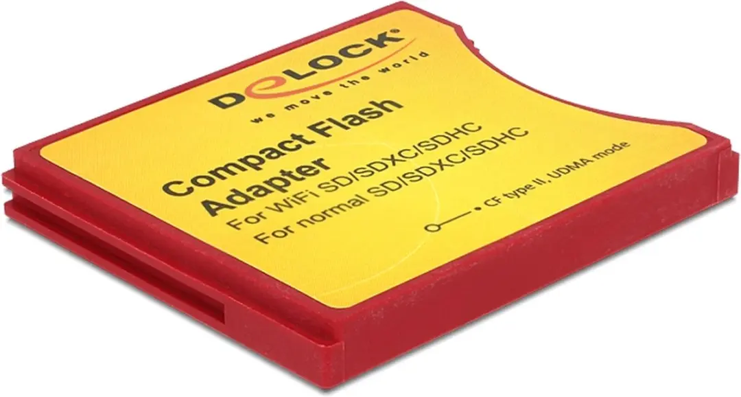 Delock Compact Flash naar SD Adapter - Type II - Rood/Geel