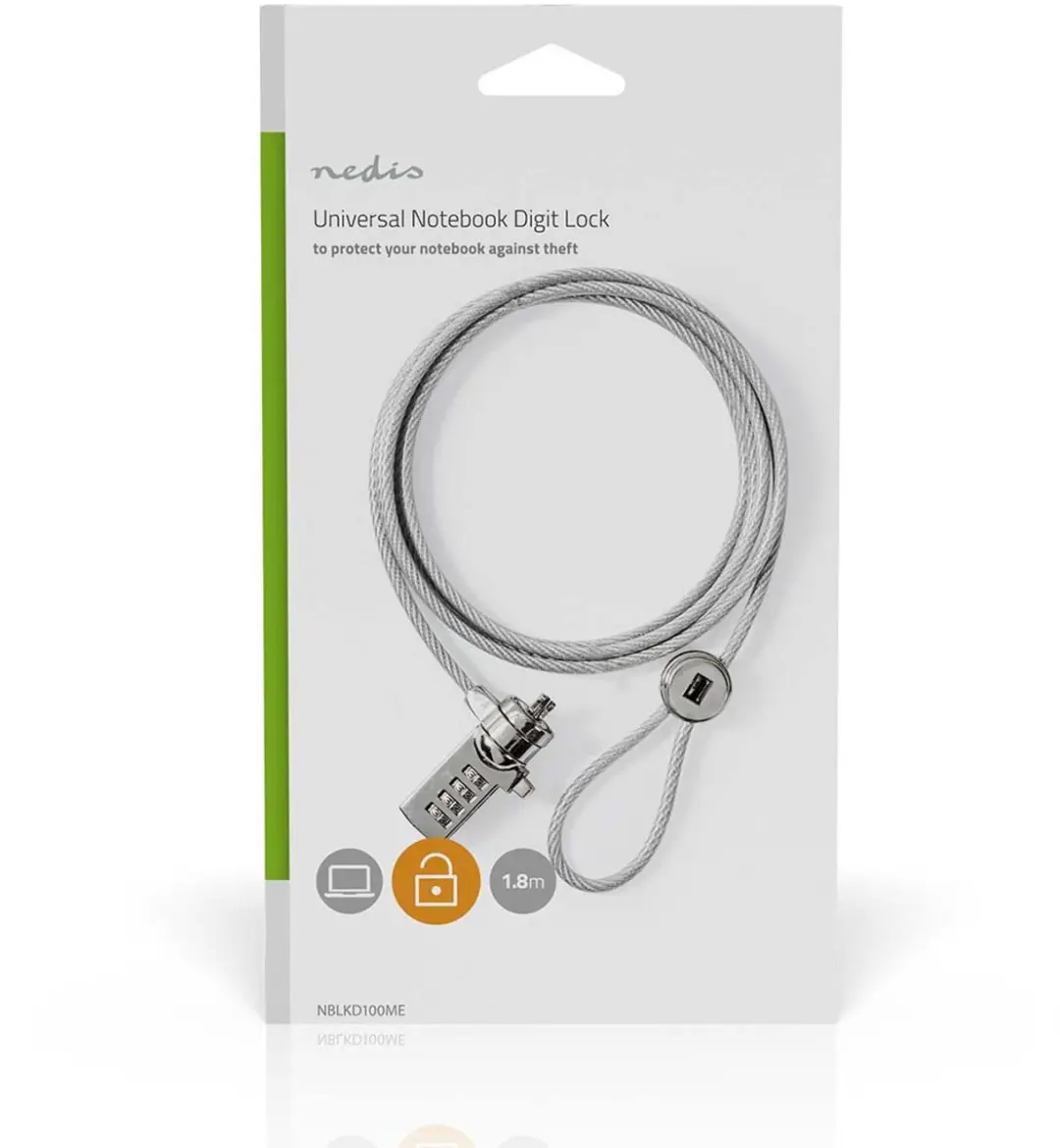 Nedis NBLKD100ME Notebookslot - 180cm - Zinklegering - Zilver