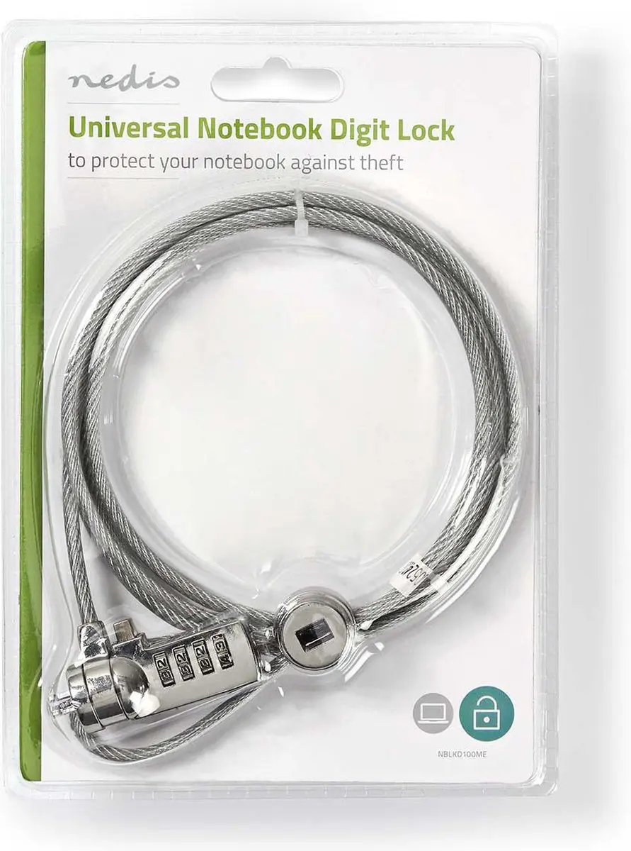 Nedis NBLKD100ME Notebookslot – Cijferslot – 1,8 m - afbeelding 6 van 6