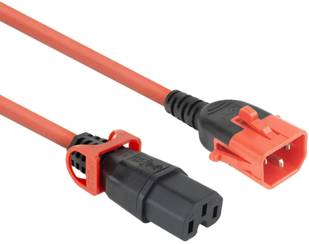 ACT PC3869 IEC Lock+ Netsnoer C15 Rood 1m
