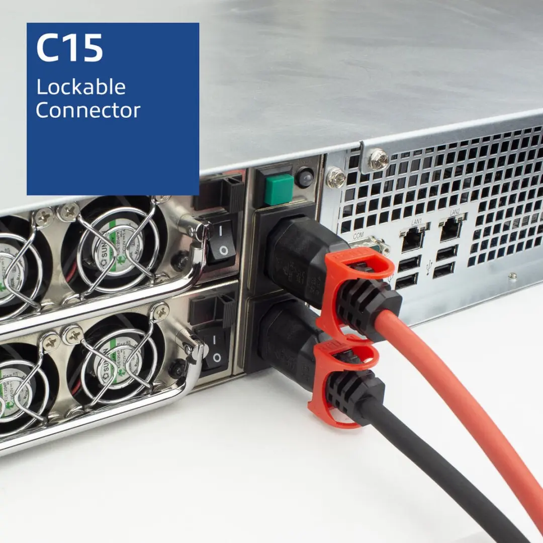 ACT PC3869 IEC Lock+ Netsnoer C15 Rood 1m