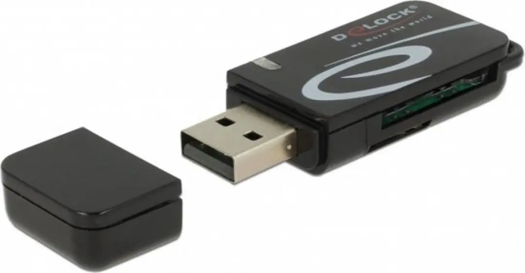 Delock 91602 USB 2.0 Geheugenkaartlezer - SD/Micro SD - Zwart