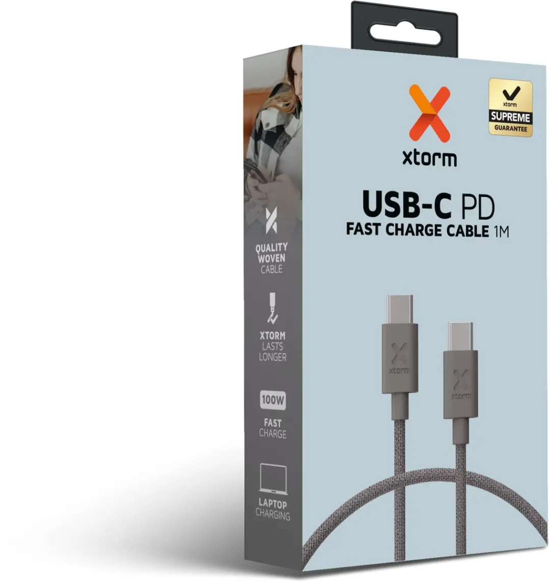 Xtorm Go2 USB-C PD 100W Kabel 1m - Grijs